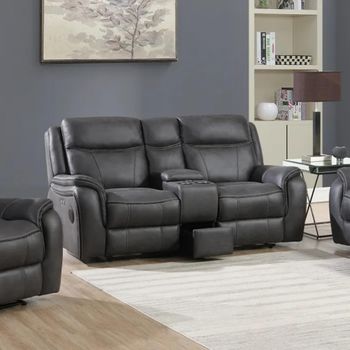 Phoenix Power Charcoal Fabric 2 Seater Recliner Sofa
