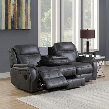 Phoenix Power Charcoal Fabric 3 Seater Recliner Sofa