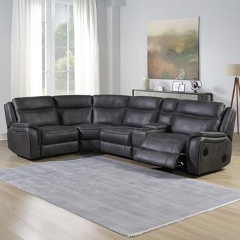 Phoenix Power Charcoal Fabric Recliner Corner Sofa