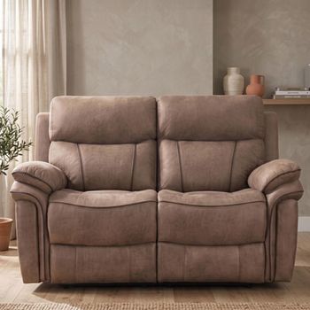 Richmond Leather Look Fabric 2 Seater Sahara Manual Recliner Sofa