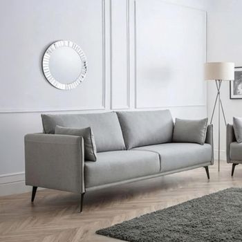 Rohe Grey Fabric 3 Seater Sofa