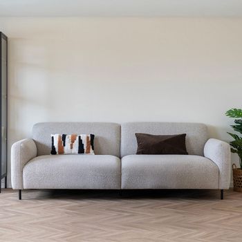 Salvador Light Grey Boucle Fabric 3 Seater Sofa