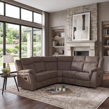 Seville Brown Fabric Recliner Corner Sofa