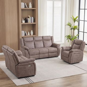 Seville Brown Fabric Sofa Set
