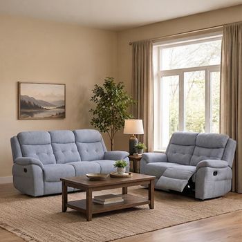 Shelby Grey Fabric 3+2 Seater Recliner Sofa Set