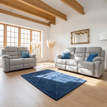 Stanley Grey Fabric 3+2 Seater Manual Recliner Sofa Set