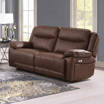 Torino Chestnut Faux Leather 2 Seater Manual Recliner Sofa