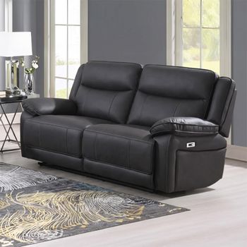 Torino Grey Pewter Faux Leather 2 Seater Manual Recliner Sofa