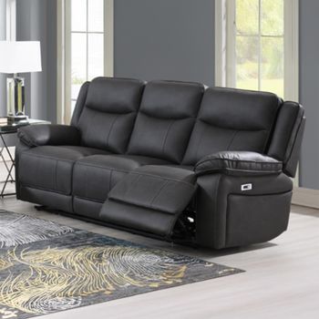 Torino Grey Pewter Faux Leather 3 Seater Manual Recliner Sofa