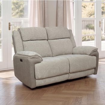 Walton Soft Grey Fabric 2 Seater Electric Recliner Sofa