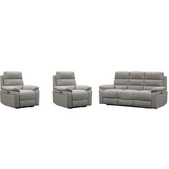 Westbury Power Grey Fabric 3+1+1 Seater Recliner Sofa Set