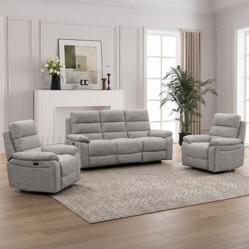 Westbury Power Grey Fabric 3+1+1 Seater Recliner Sofa Set