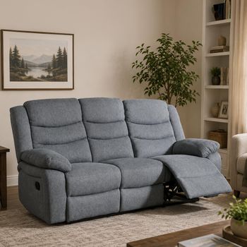 Windsor Dark Grey Fabric 3 Seater Recliner Sofa
