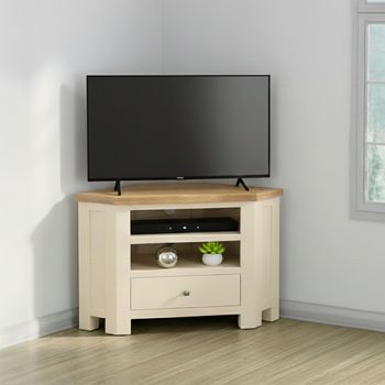 Lundy Ivory Painted 90cm 1 Drawer Corner TV Unit