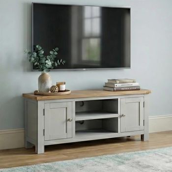 Lundy Grey Painted 120cm 2 Door Large TV Unit