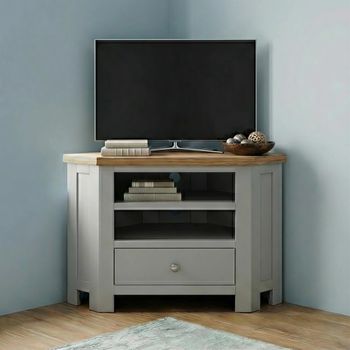 Lundy Grey Painted 90cm 1 Drawer Corner TV Unit