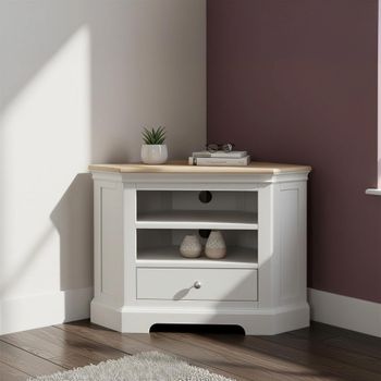 Cromwell Grey Painted 91cm 1 Drawer Corner TV Unit