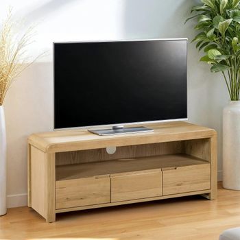 Curve Oak 115cm 3 Drawer TV Unit