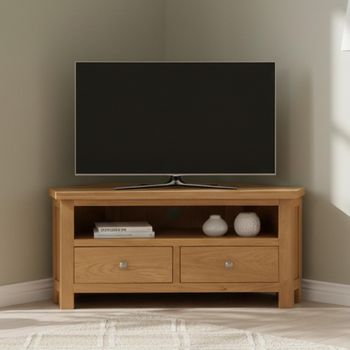 Appleby Oak 105cm 2 Drawer Corner TV Unit
