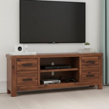 Andorra Dark Acacia Wood 4 Drawer TV Unit