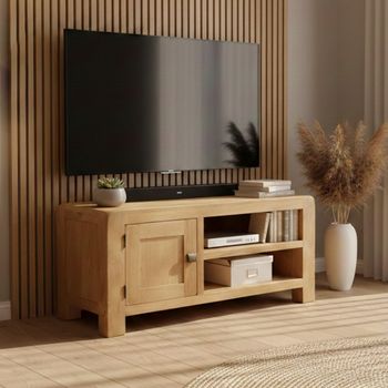 Curve Oak 100cm 1 Door TV Unit