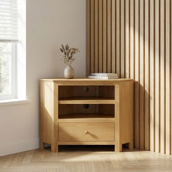 Arlington Oak 90cm 1 Drawer Corner TV Unit