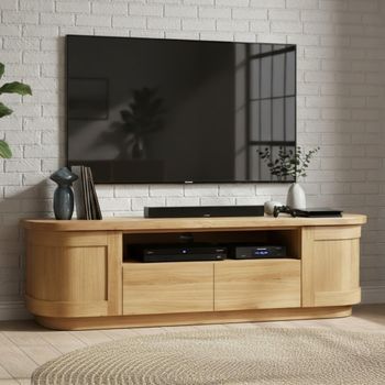 Sorento Curved Oak 2 Door 2 Drawer Large TV Unit