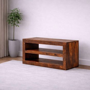 Cube Sheesham Open Media Unit Compact Brown