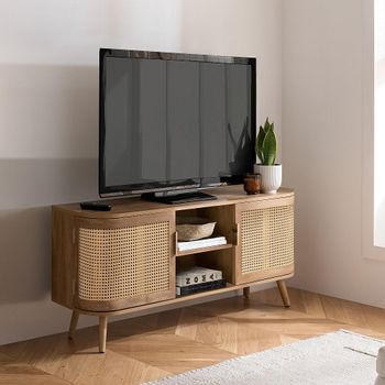 Noah Oak and Rattan 100cm 2 Door Small TV Unit