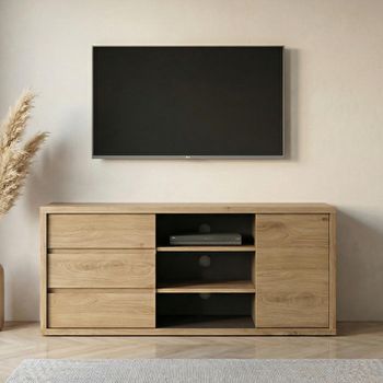 Shetland Oak 136cm 3 Drawer TV Unit