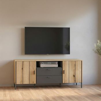 Arundel Oak 158.2cm 2 Door 2 Drawer Medium TV Unit