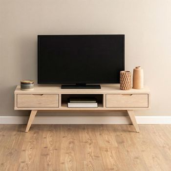 A-Line White Oak 150cm 2 Drawer Medium TV Unit