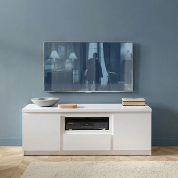 Fribo White 135cm 2 Door 1 Drawer TV Unit