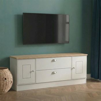 Victoria Grey and Riviera Oak 145cm 2 Door 2 Drawer TV Unit