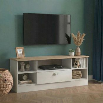 Victoria Grey and Riviera Oak 145cm 1 Drawer Wide TV Unit