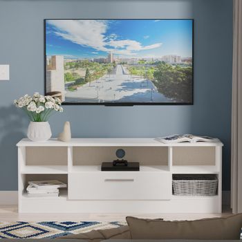 Knightsbridge White Gloss 145cm 1 Drawer Wide TV Unit