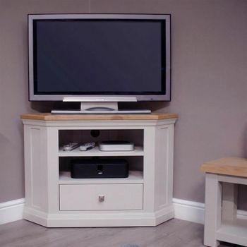 Cotswold Oak and Painted 1 Drawer Corner TV Unit
