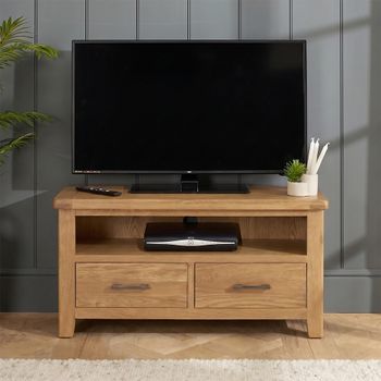 Hampshire Oak 95cm 2 Drawer TV Unit