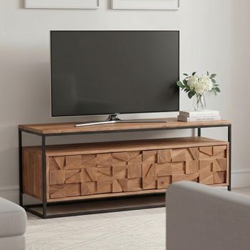 Axis Acacia Wood 103cm 2 Door Geometric TV Unit