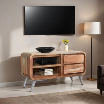 Aspen Reclaimed Wood Industrial 110cm 2 Drawer TV Unit