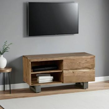 Baltic Solid Acacia Wood Live Edge 110cm 2 Drawer TV Unit