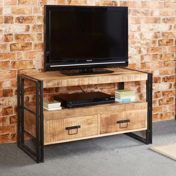 Cosmo Wooden and Metal Industrial Style 102cm 2 Drawer TV Unit