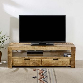 Surrey Solid Mango Wood 130cm 2 Drawer TV Unit
