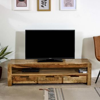 Surrey Solid Mango Wood 150cm 3 Drawer TV Unit