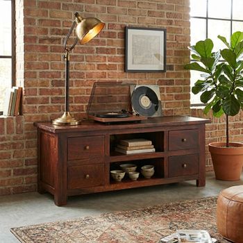 Jaipur Solid Mango Wood 130cm 4 Drawer TV Unit