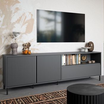 Avenale Anthracite 207.8cm 2 Door 1 Drawer Wide TV Cabinet