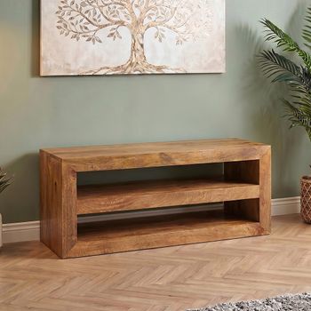 Dakota Light Mango Wood 107cm TV Unit