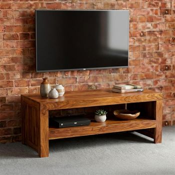 Cube Sheesham Wood 110cm TV Unit