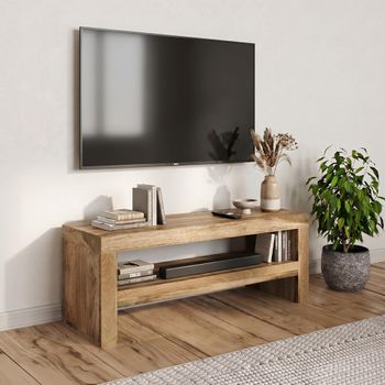 Cube Natural Mango Wood 110cm TV Unit