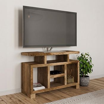 Cube Light Mango Wood 118cm TV Unit